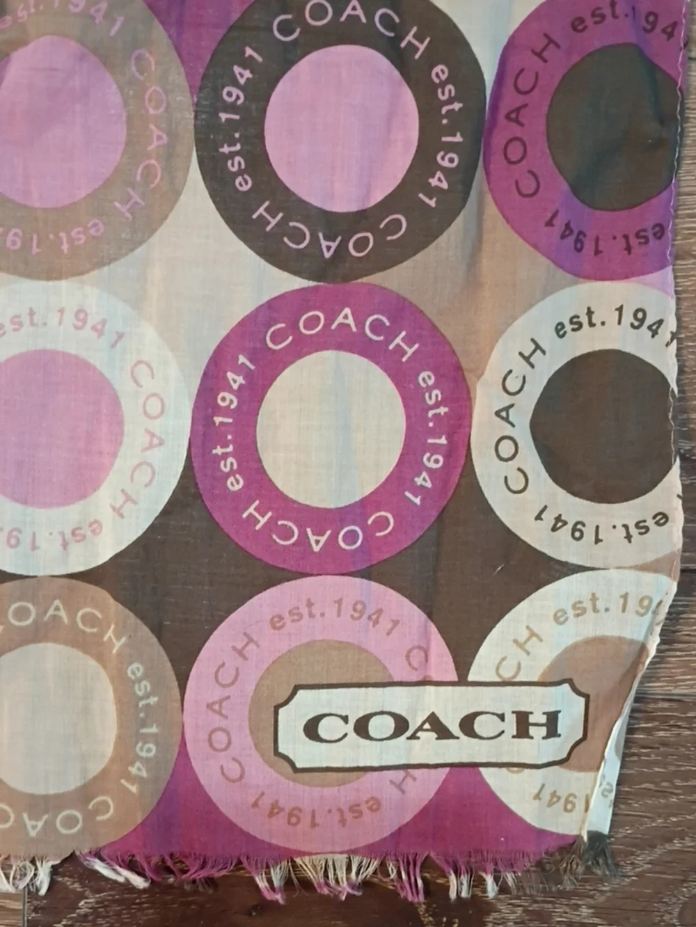 Coach Y2k Cotton Scarf Purple Brown Combo